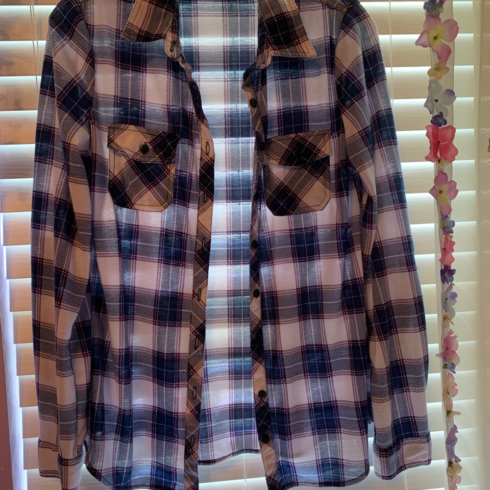 blue and pink flannel